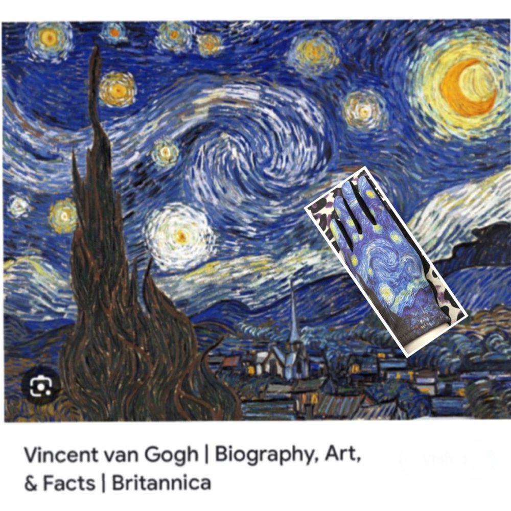 Fine Art Inspired Starry Night Van Gogh & Monet Madam Touch Screen Blue or Green - Picture 5 of 13